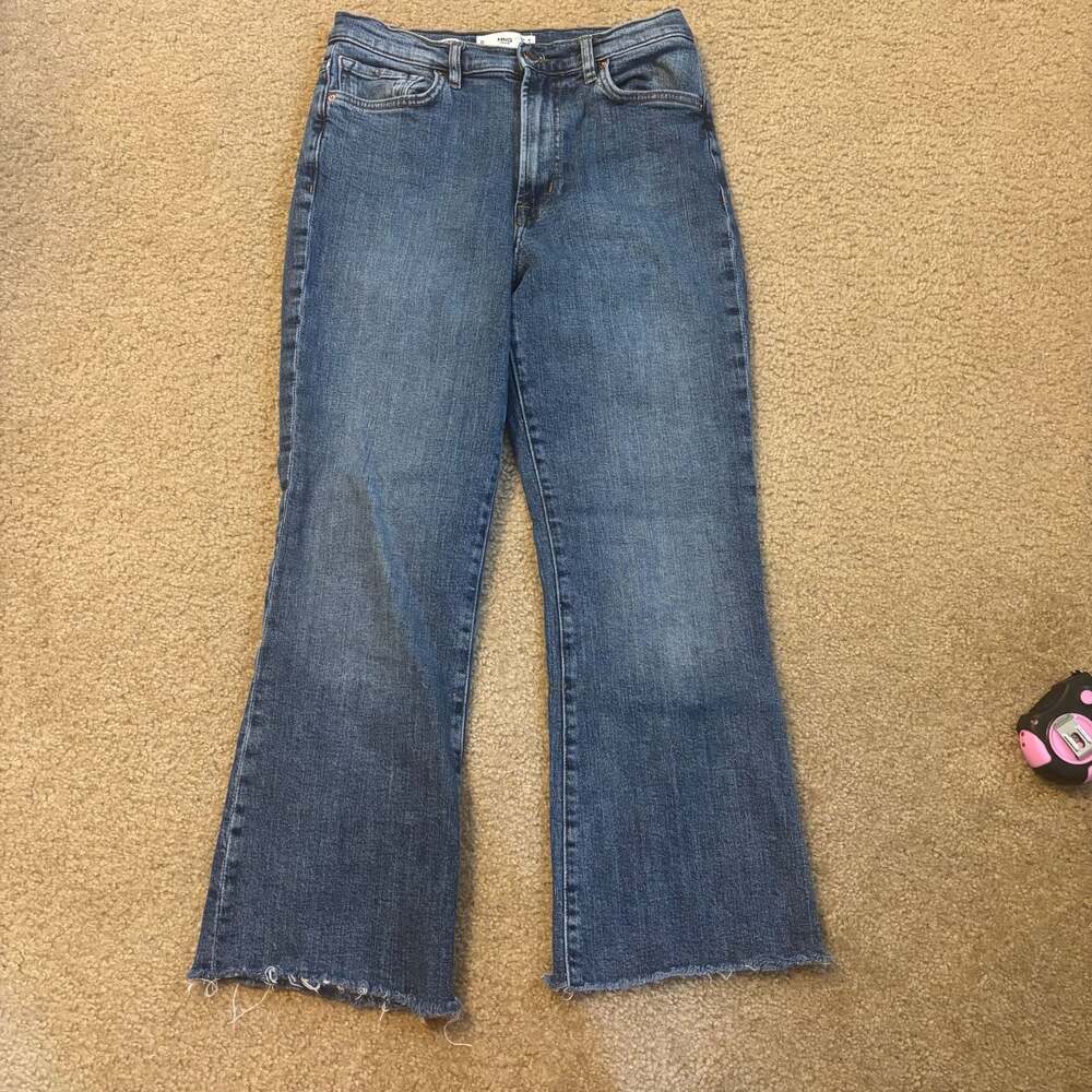 Mango MNG Denim Bootcrop High Waist Raw Hem Jeans